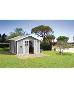 CASETTA DA GIARDINO IN PVC GROSFILLEX "DECO 11" GRIGIO E BIANCO 370X407X250 CM - COD. 22911235